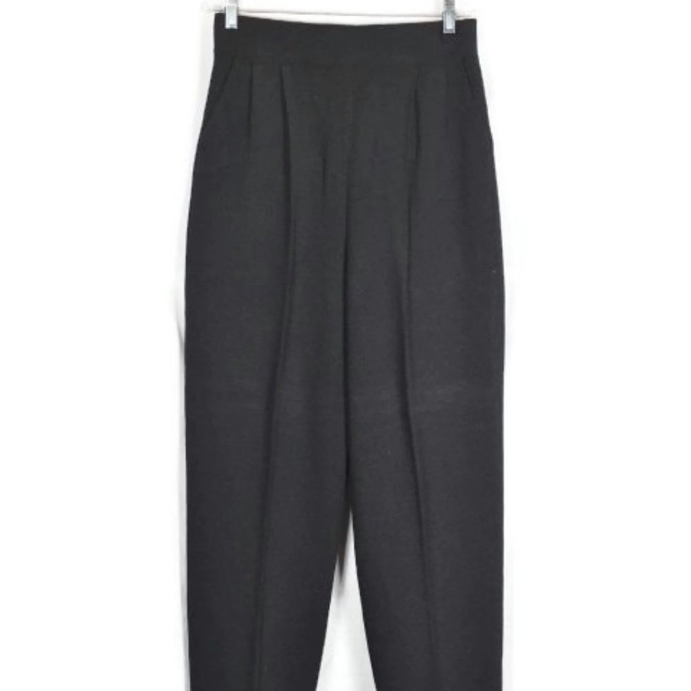 Vintage St John 80's Black Women's Pull On Pants Elastic Waist 14 046